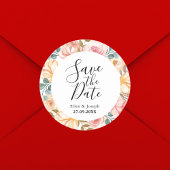 Elegant Wildflower Custom Wedding Sla de datum op Ronde Sticker