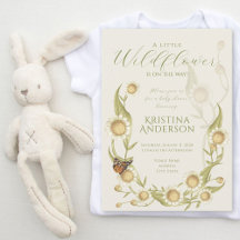 Elegant Wildflower Daisy Baby shower Uitnodiging