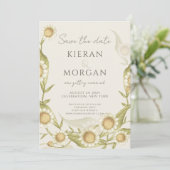 Elegant Wildflower Daisy Save the Date Invitation Kaart (Staand voorkant)