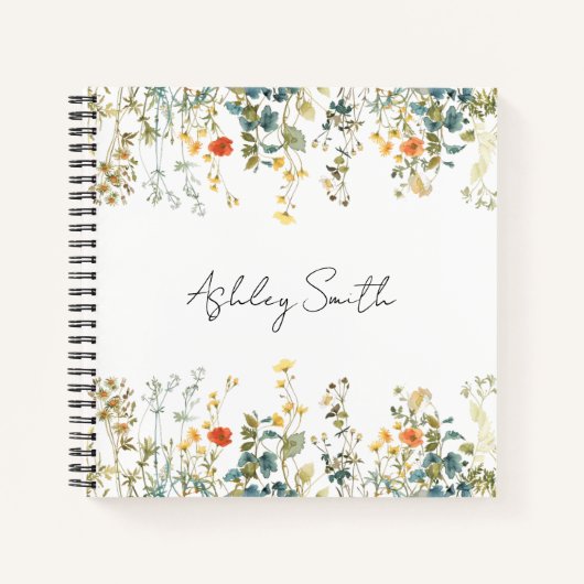 Elegant Wildflower Field gepersonaliseerd Notitieboek (Voorkant)
