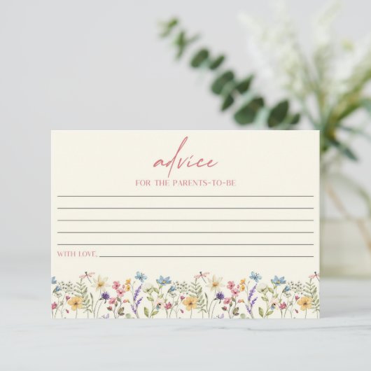 Elegant Wildflower Floral Baby shower Advieskaart (Staand voorkant)