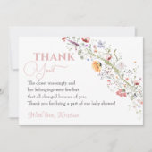Elegant Wildflower Floral Baby shower Bedankkaart (Voorkant)