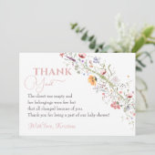 Elegant Wildflower Floral Baby shower Bedankkaart (Staand voorkant)
