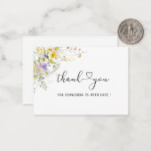Elegant Wildflower floral Bedankt Notitiekaartje (Voorkant / Achterkant in situ)