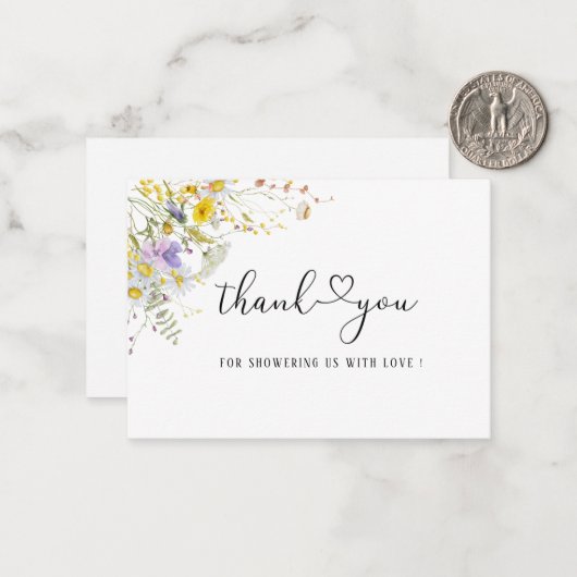 Elegant Wildflower floral Bedankt Notitiekaartje (Voorkant / Achterkant in situ)