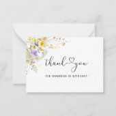 Elegant Wildflower floral Bedankt Notitiekaartje (Voorkant)