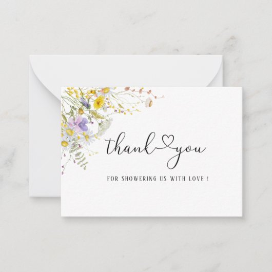 Elegant Wildflower floral Bedankt Notitiekaartje (Voorkant)