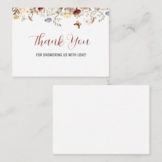 Elegant Wildflower floral Bedankt voor je briefkaa Notitiekaartje (Voorkant / Achterkant)