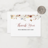 Elegant Wildflower floral Bedankt voor je briefkaa Notitiekaartje (Voorkant / Achterkant in situ)