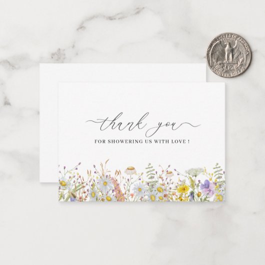 Elegant Wildflower floral Bedankt voor je briefkaa Notitiekaartje (Voorkant / Achterkant in situ)