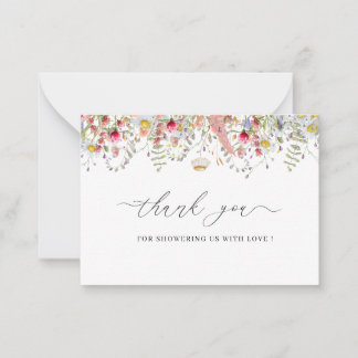 Elegant Wildflower floral Bedankt voor je briefkaa Notitiekaartje