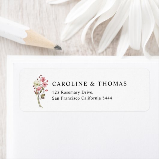 Elegant Wildflower Floral Blooms Wedding Address Etiket (Insitu)