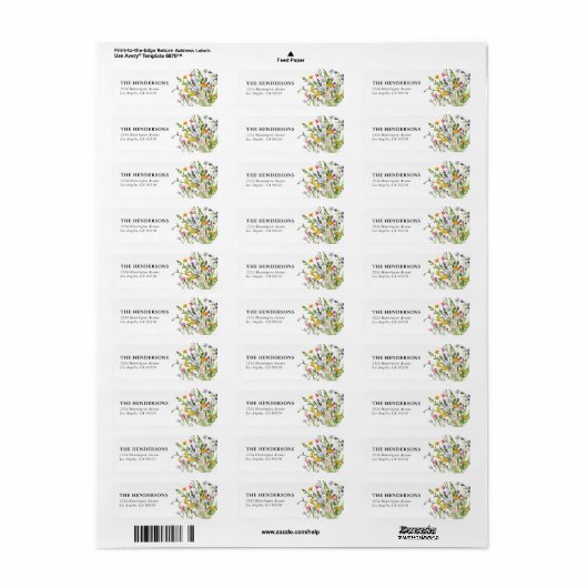 Elegant Wildflower Floral Etiket (Full Sheet)