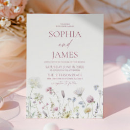 Elegant Wildflower Floral Flowers Wedding Kaart