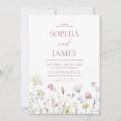 Elegant Wildflower Floral Flowers Wedding Kaart (Voorkant)