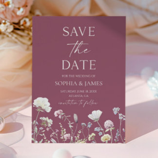 Elegant Wildflower Floral Flowers Wedding Save The Date