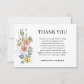 Elegant Wildflower Floral Monogram Crest Wedding Bedankkaart (Voorkant)