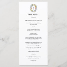 Elegant Wildflower Floral Monogram Crest Wedding Menu