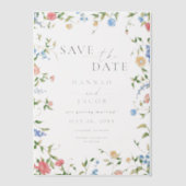 Elegant Wildflower Floral Photo Wedding Vellum Uitnodigingen (Voorkant)