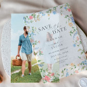 Elegant Wildflower Floral Photo Wedding Vellum Uitnodigingen