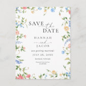 Elegant Wildflower Floral Save the Date Wedding Aankondigingskaart (Voorkant)