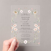 Elegant Wildflower Floral Wedding Acryl Uitnodigingen (Insitu (Draagbaar))