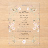 Elegant Wildflower Floral Wedding Acryl Uitnodigingen (Voorkant)