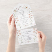 Elegant Wildflower Floral Wedding All In One Uitnodiging (Afscheurbaar)