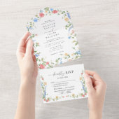 Elegant Wildflower Floral Wedding All In One Uitnodiging (Afscheurbaar)