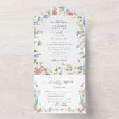 Elegant Wildflower Floral Wedding All In One Uitnodiging (Binnen)