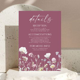 Elegant Wildflower Floral Wedding Details Informatiekaartje