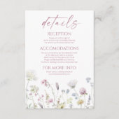 Elegant Wildflower Floral Wedding Details Informatiekaartje (Voorkant)