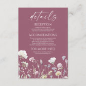Elegant Wildflower Floral Wedding Details Informatiekaartje (Voorkant)