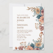 Elegant Wildflower Floral Wedding Invitation Kaart (Voorkant)