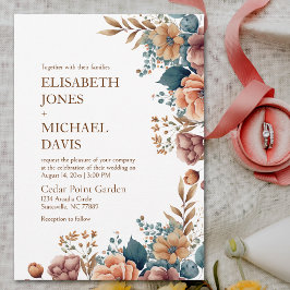 Elegant Wildflower Floral Wedding Invitation Kaart