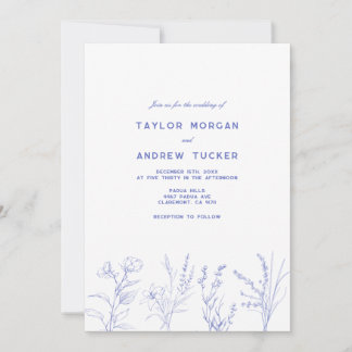 Elegant Wildflower Floral Wedding Invitation Kaart