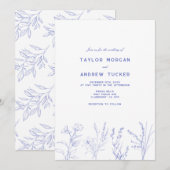 Elegant Wildflower Floral Wedding Invitation Kaart (Voorkant / Achterkant)