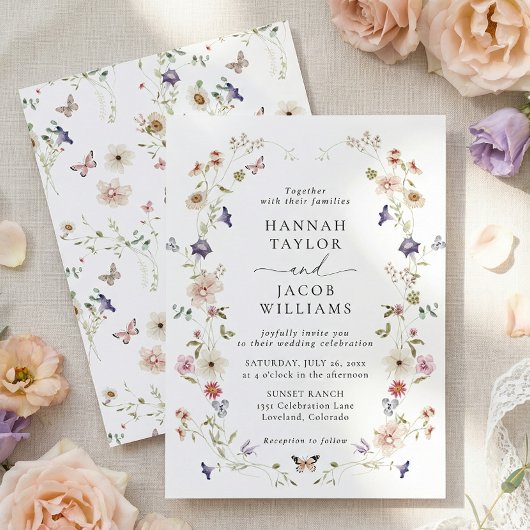 Elegant Wildflower Floral Wedding Kaart