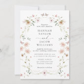 Elegant Wildflower Floral Wedding Kaart (Voorkant)