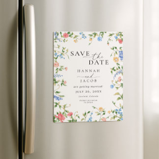 Elegant Wildflower Floral Wedding Save the Date Magnetische Uitnodiging