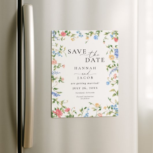 Elegant Wildflower Floral Wedding Save the Date Magnetische Uitnodiging