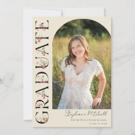 Elegant Wildflower Foto Afstuderen Aankondiging