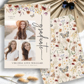 Elegant Wildflower Foto Afstuderen Aankondiging