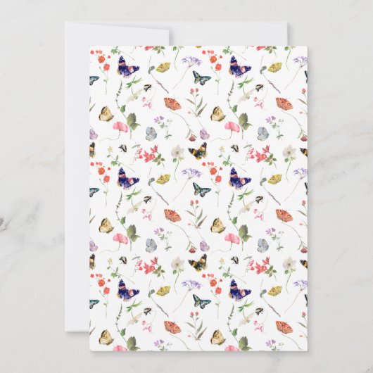 Elegant Wildflower Foto Afstuderen Aankondiging (Achterkant)