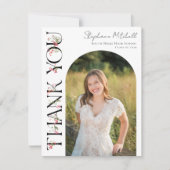 Elegant Wildflower Foto Afstuderen Bedankkaart (Voorkant)