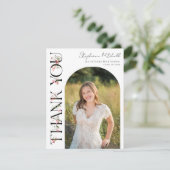 Elegant Wildflower Foto Afstuderen Bedankkaart (Staand voorkant)