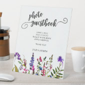 Elegant Wildflower Foto guestbook Pedestal Sign Reclamebord Met Voetstuk (Insitu)