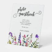 Elegant Wildflower Foto guestbook Pedestal Sign Reclamebord Met Voetstuk (Voorkant)