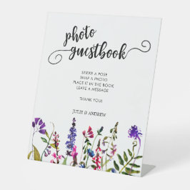 Elegant Wildflower Foto guestbook Pedestal Sign Reclamebord Met Voetstuk
