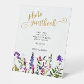 Elegant Wildflower Foto-guestbook Reclamebord Met Voetstuk (Voorkant)